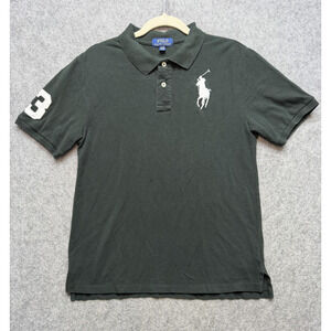 Polo Ralph Lauren Polo Shirt Teens XL Black Big Pony 3 Short Sleeve Pique